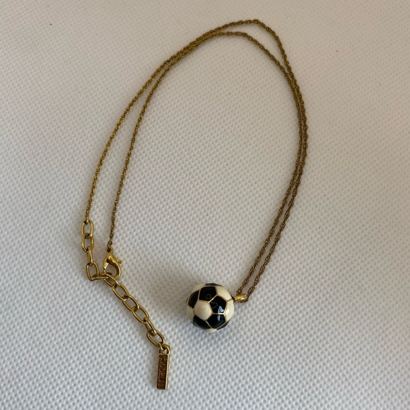 Vintage D’Orlan Enamelled Ball Pendant Gold Black White Necklace Chain Soccer - Picture 3 of 9